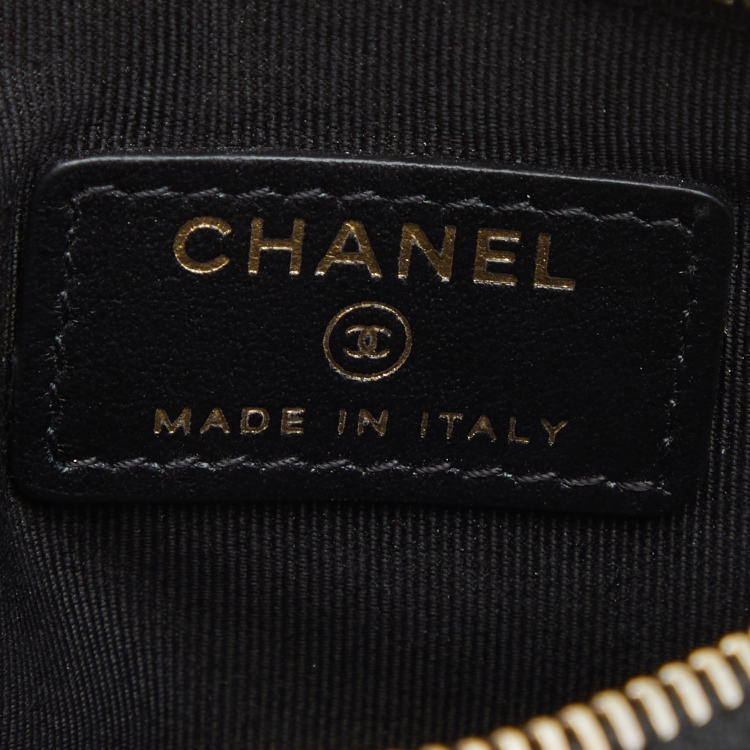 Pre Owned Chanel Black Caviar Leather Deauville Studded Zip Case