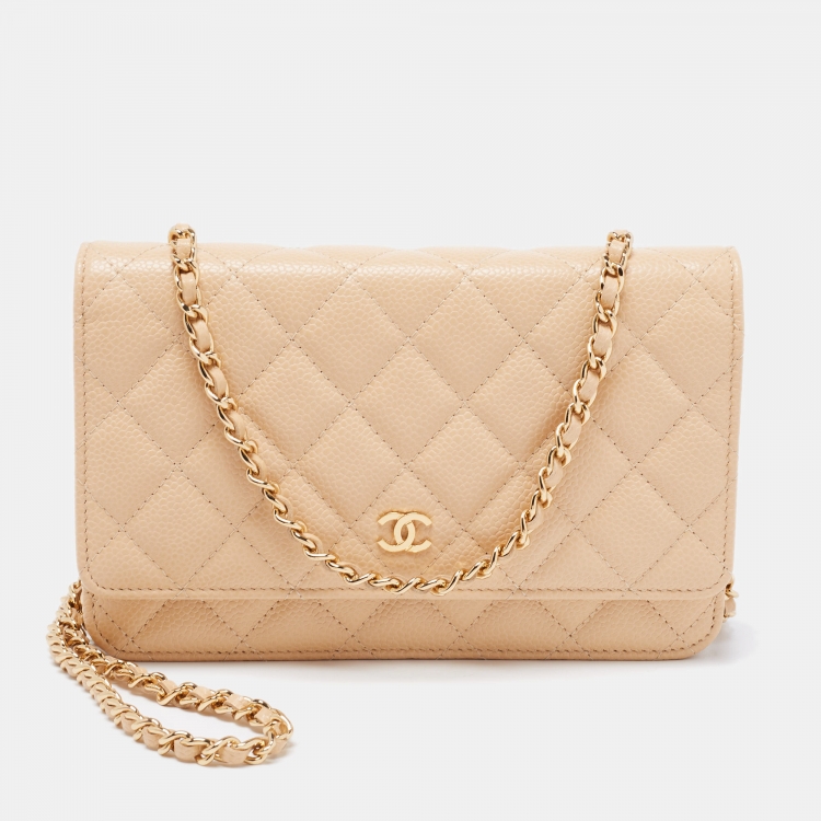 Chanel wallet on chain beige online caviar