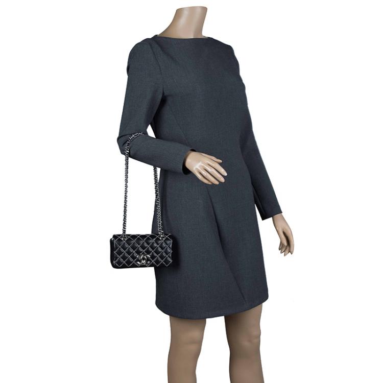 مملوكة مسبقًا Chanel Black Quilted Crystal Leather Extra Mini Full Flap Bag