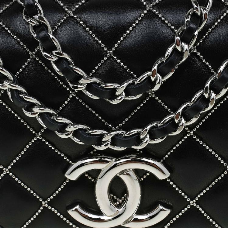 مملوكة مسبقًا Chanel Black Quilted Crystal Leather Extra Mini Full Flap Bag