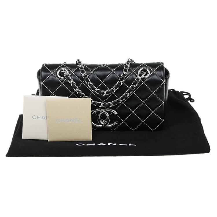 مملوكة مسبقًا Chanel Black Quilted Crystal Leather Extra Mini Full Flap Bag