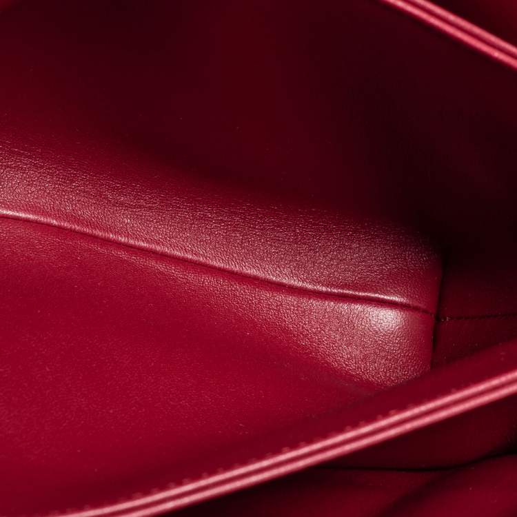 Pre Owned Chanel Burgundy Quilted Lambskin Leather Flap Bag