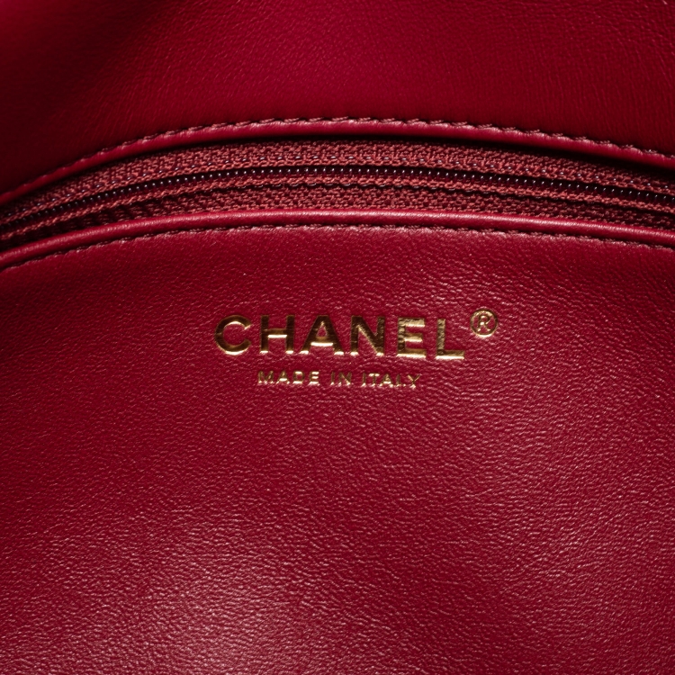 Pre Owned Chanel Burgundy Quilted Lambskin Leather Flap Bag