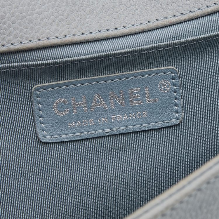 Pre Owned Chanel Grey Quilted Nubuck Leather Medium Boy Bag