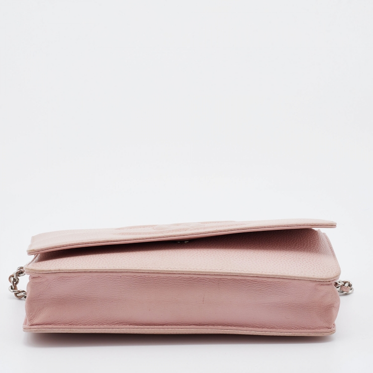 Pre Owned Chanel Pink Caviar Leather Timeless CC WOC Clutch Bag