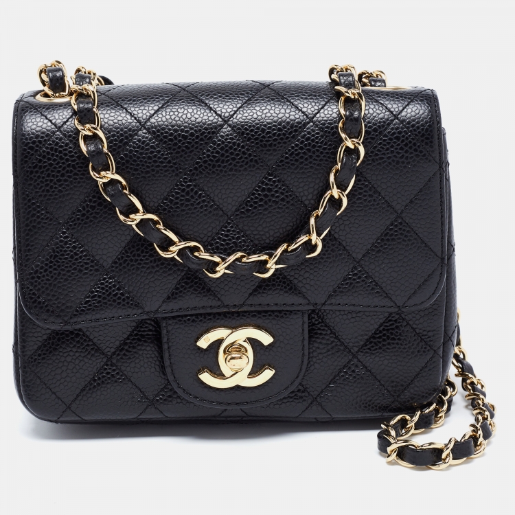 Chanel Black Quilted Caviar Leather Mini Square Classic Flap Bag Chanel |  The Luxury Closet