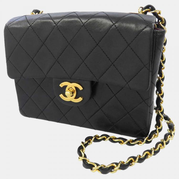 Chanel Black Lambskin Leather Mini Classic Chain Vintage Flap Shoulder Bag  Chanel | The Luxury Closet