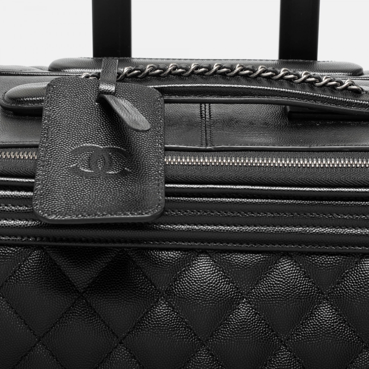Pre Owned Chanel Black Quilted Caviar Leather Coco Case Trolley