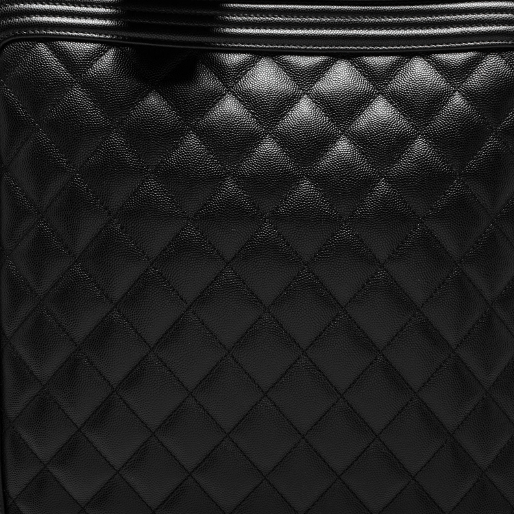 Pre Owned Chanel Black Quilted Caviar Leather Coco Case Trolley