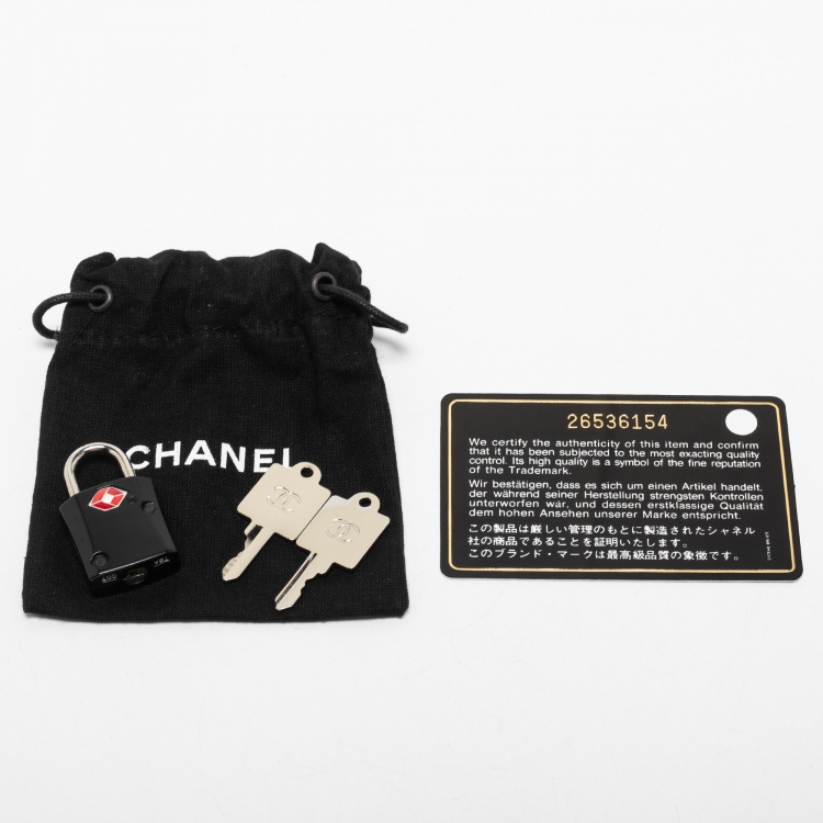 Pre Owned Chanel Black Quilted Caviar Leather Coco Case Trolley
