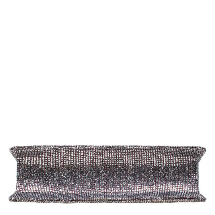 Pre Owned Chanel Quilted Silver Glitter Leather Reissue Shoulder Bag