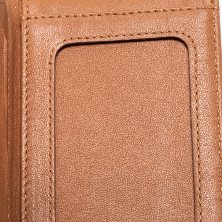 Pre Owned Chanel Brown Quilted Leather CC Bifold Card Case