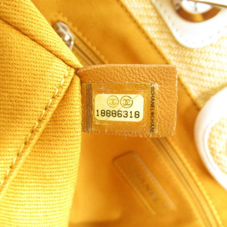 Pre Owned Chanel Yellow Raffia Deauville Shopping Tote Bag