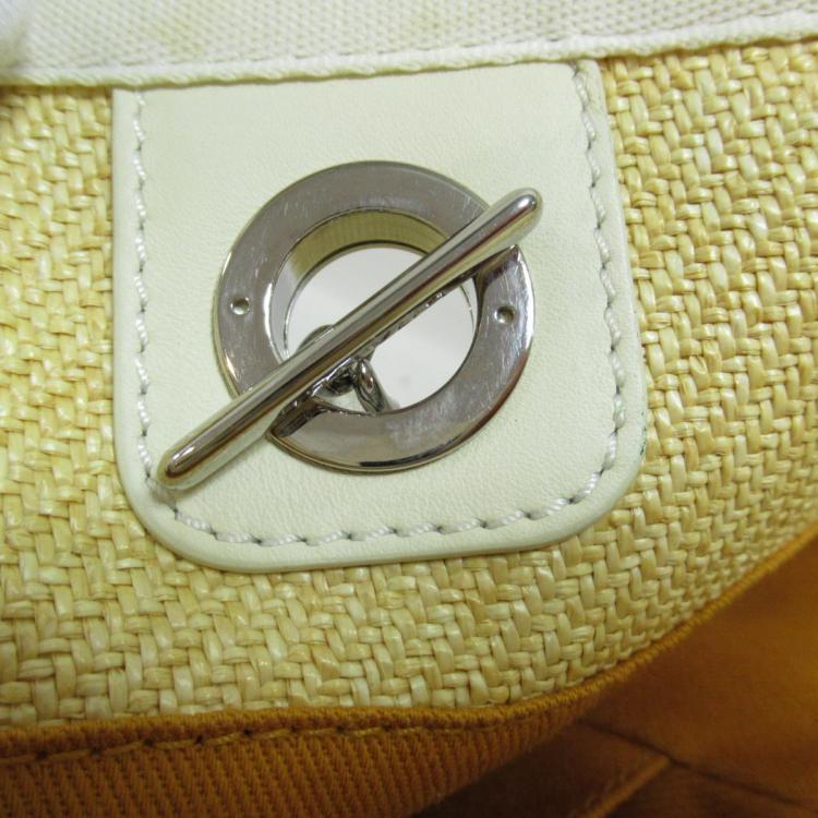 Pre Owned Chanel Yellow Raffia Deauville Shopping Tote Bag