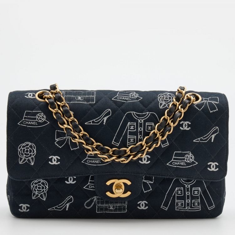 Chanel Navy Blue Fabric Madame Coco Classic Double Flap Runway Bag Chanel |  TLC