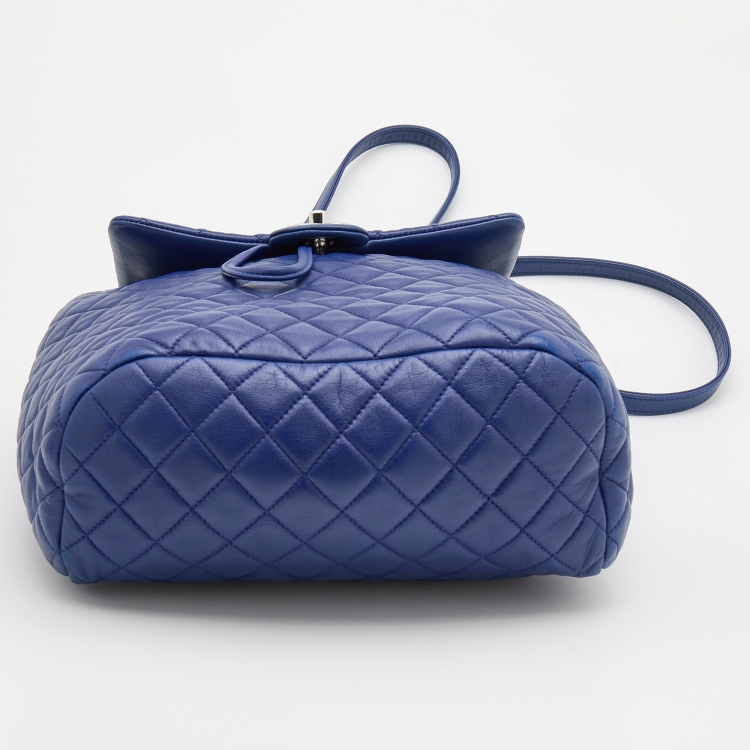 Pre Owned Chanel Blue Quilted Leather Large Urban Spirit Backpack