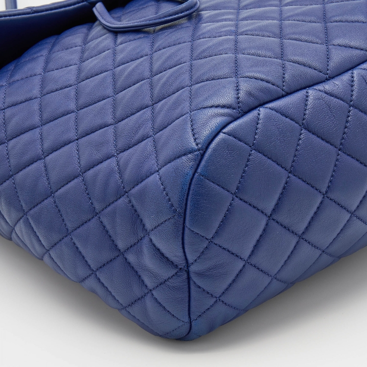 Pre Owned Chanel Blue Quilted Leather Large Urban Spirit Backpack