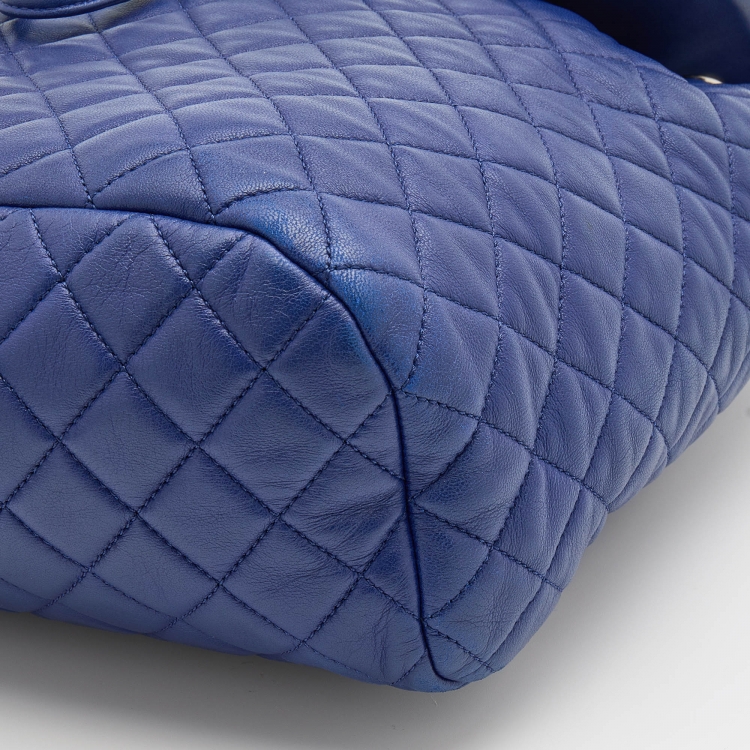 Pre Owned Chanel Blue Quilted Leather Large Urban Spirit Backpack