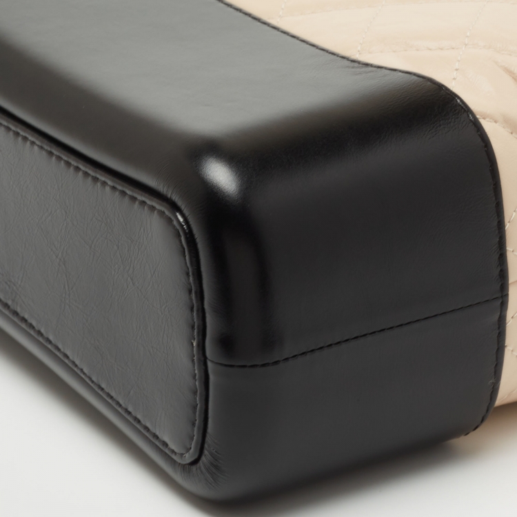 Pre Owned Chanel Black/Beige Quilted Leather Gabrielle Hobo 