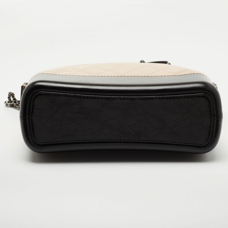 Pre Owned Chanel Black/Beige Quilted Leather Gabrielle Hobo 