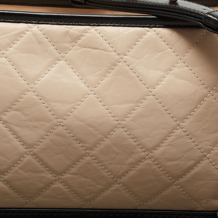 Pre Owned Chanel Black/Beige Quilted Leather Gabrielle Hobo 