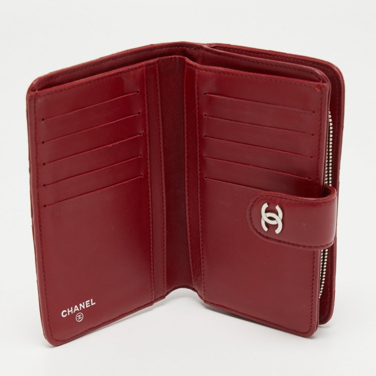 Chanel Red Quilted Leather CC French Wallet Chanel