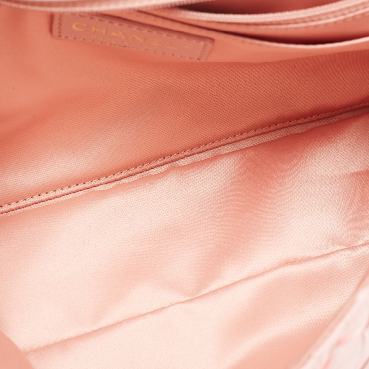 Pre Owned Chanel Pink Quilted Satin Flap Shoulder Bag