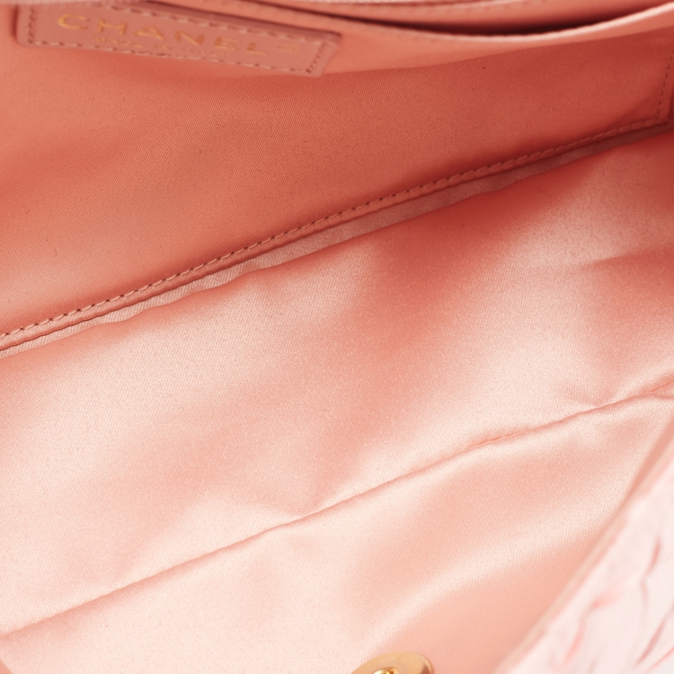 Pre Owned Chanel Pink Quilted Satin Flap Shoulder Bag