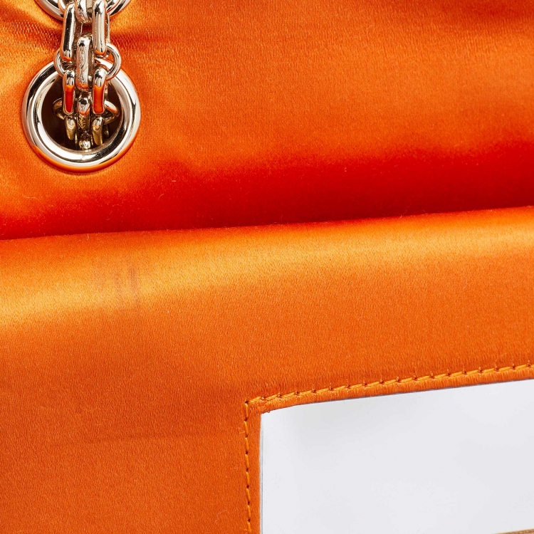 Pre Owned Chanel Orange Crocodile Quilted Satin 2.55 Reissue Classic 225 Flap Bag