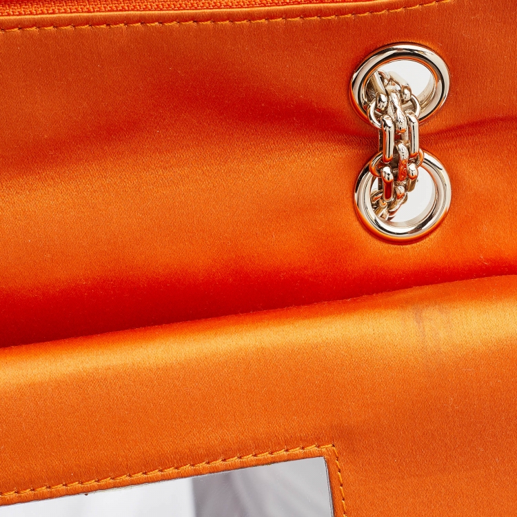 Pre Owned Chanel Orange Crocodile Quilted Satin 2.55 Reissue Classic 225 Flap Bag