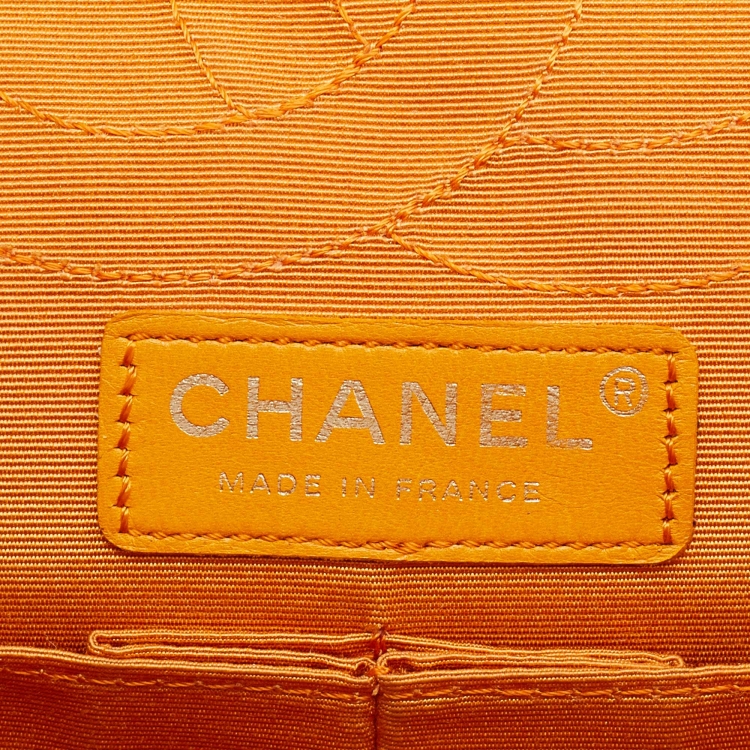 Pre Owned Chanel Orange Crocodile Quilted Satin 2.55 Reissue Classic 225 Flap Bag