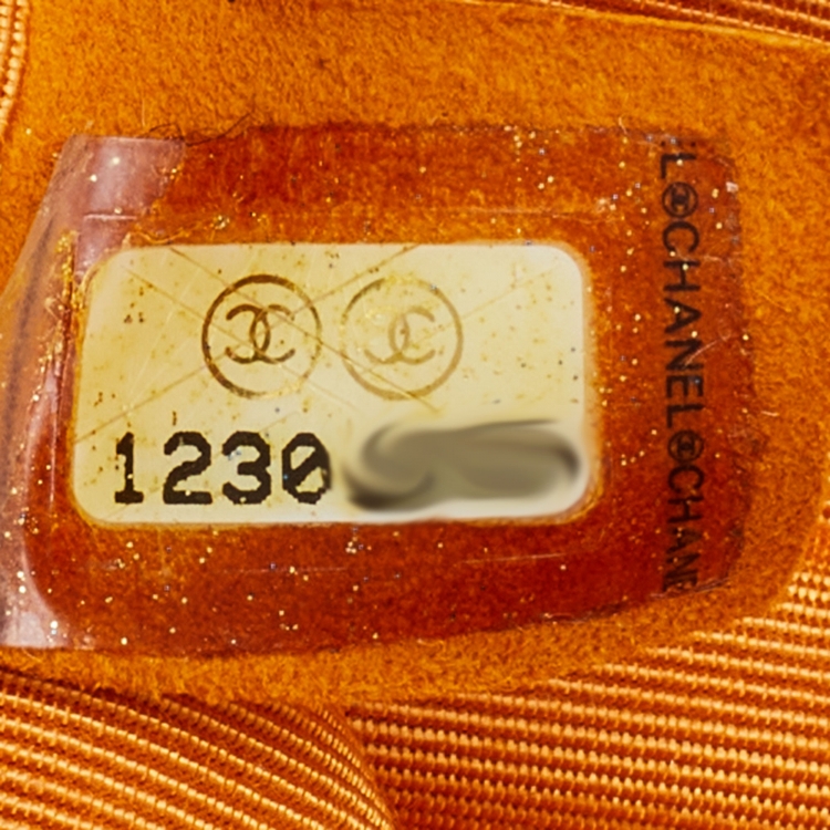 Pre Owned Chanel Orange Crocodile Quilted Satin 2.55 Reissue Classic 225 Flap Bag