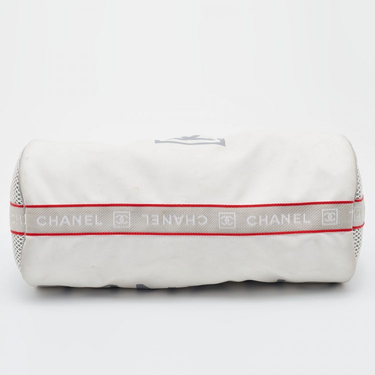 Pre Owned Chanel White/Grey Coated Canvas Sport Ligne Mini Duffle Bag