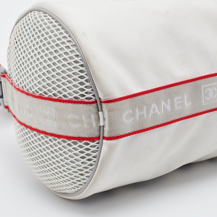 Pre Owned Chanel White/Grey Coated Canvas Sport Ligne Mini Duffle Bag