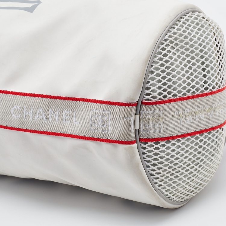 Pre Owned Chanel White/Grey Coated Canvas Sport Ligne Mini Duffle Bag