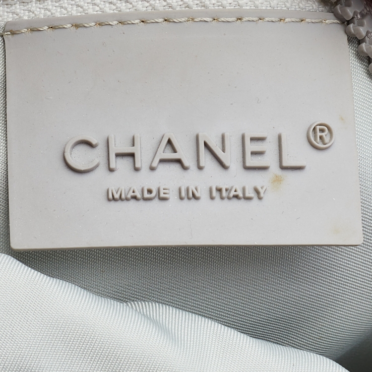 Pre Owned Chanel White/Grey Coated Canvas Sport Ligne Mini Duffle Bag