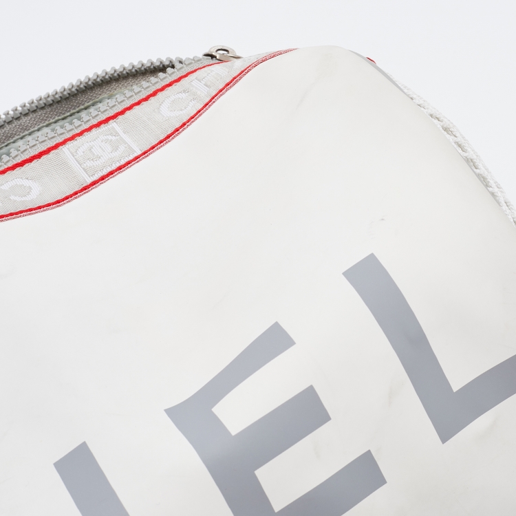 Pre Owned Chanel White/Grey Coated Canvas Sport Ligne Mini Duffle Bag