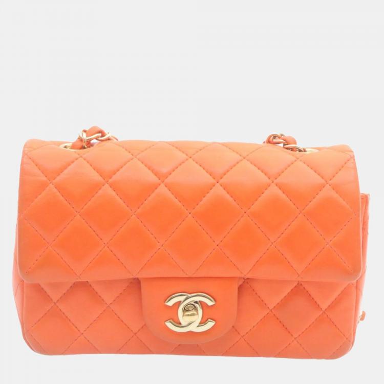 Chanel Orange Leather Classic Rectangular Mini Flap Bag Chanel | TLC