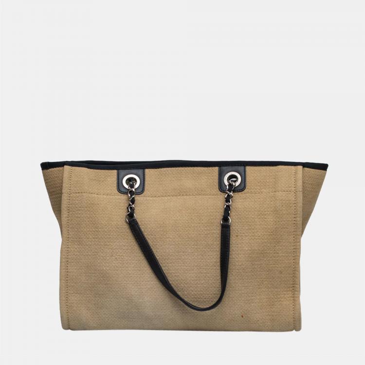 Pre Owned Chanel Beige Canvas Deauville Tote Bag 