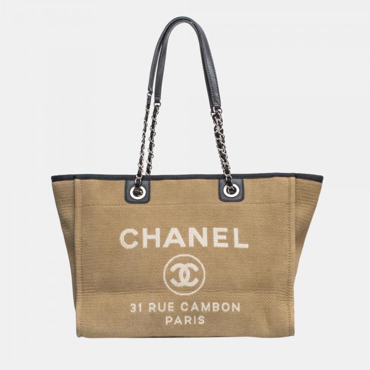 Pre Owned Chanel Beige Canvas Deauville Tote Bag 