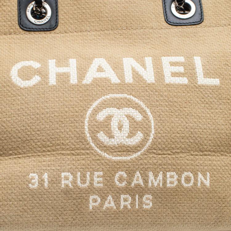 Pre Owned Chanel Beige Canvas Deauville Tote Bag 