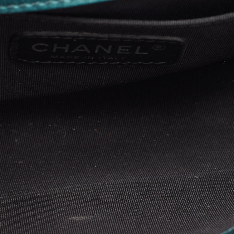 Pre Owned Chanel Green Quilted Leather Small Boy Flap Bag