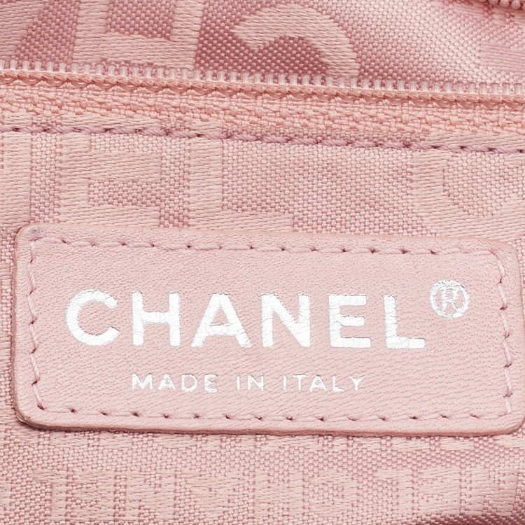 Pre Owned Chanel Pink Leather Square Quilt LAX Bowler Bag