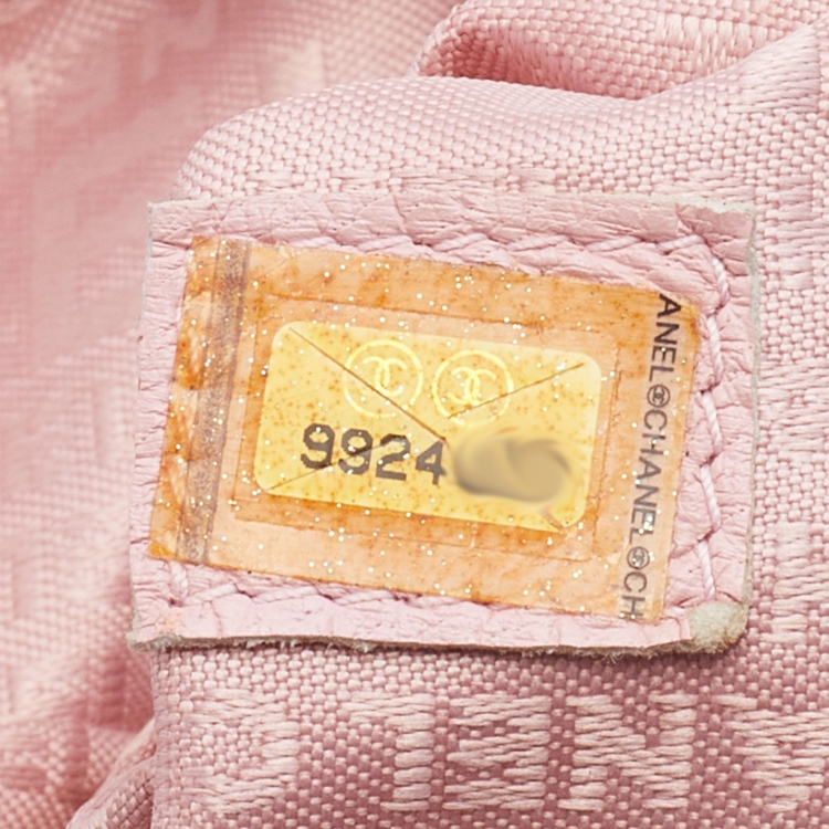 Pre Owned Chanel Pink Leather Square Quilt LAX Bowler Bag