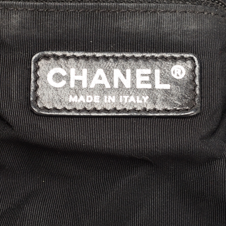 Pre Owned Chanel Black Iridescent Leather and Fabric CC Coco Cabas Hobo