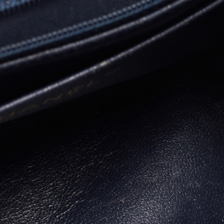 Pre Owned Chanel Navy Blue Quilted Leather Mini Square Classic Flap Bag