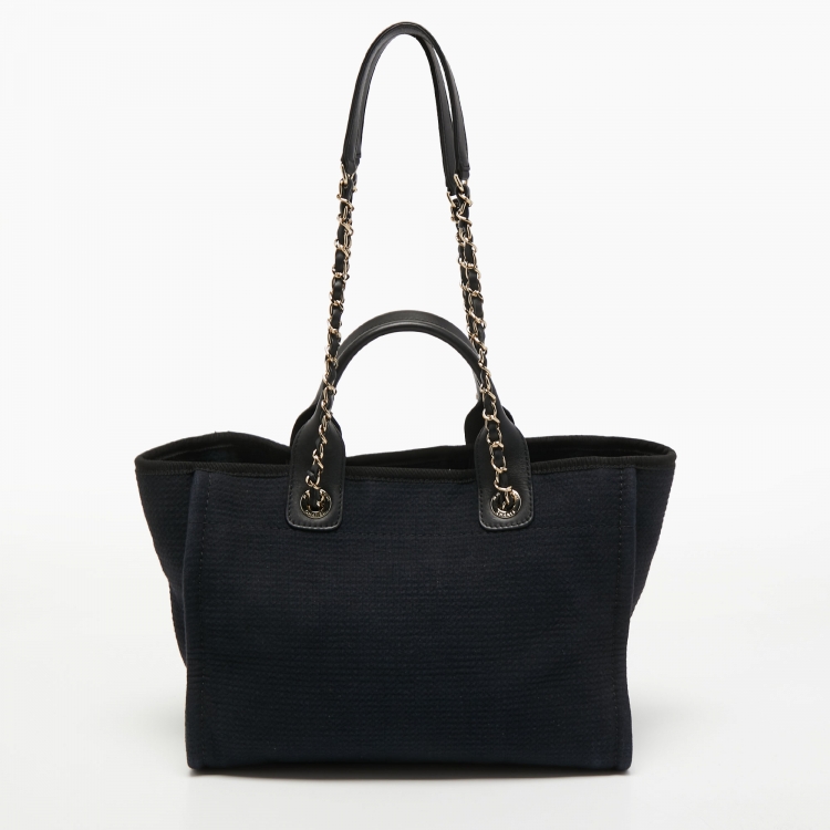Pre Owned Chanel Black Canvas Small Deauville Tote