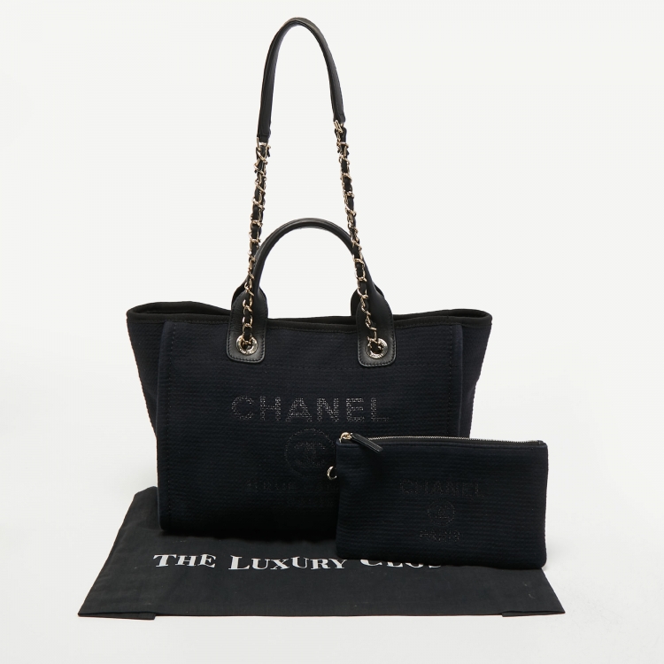 Pre Owned Chanel Black Canvas Small Deauville Tote