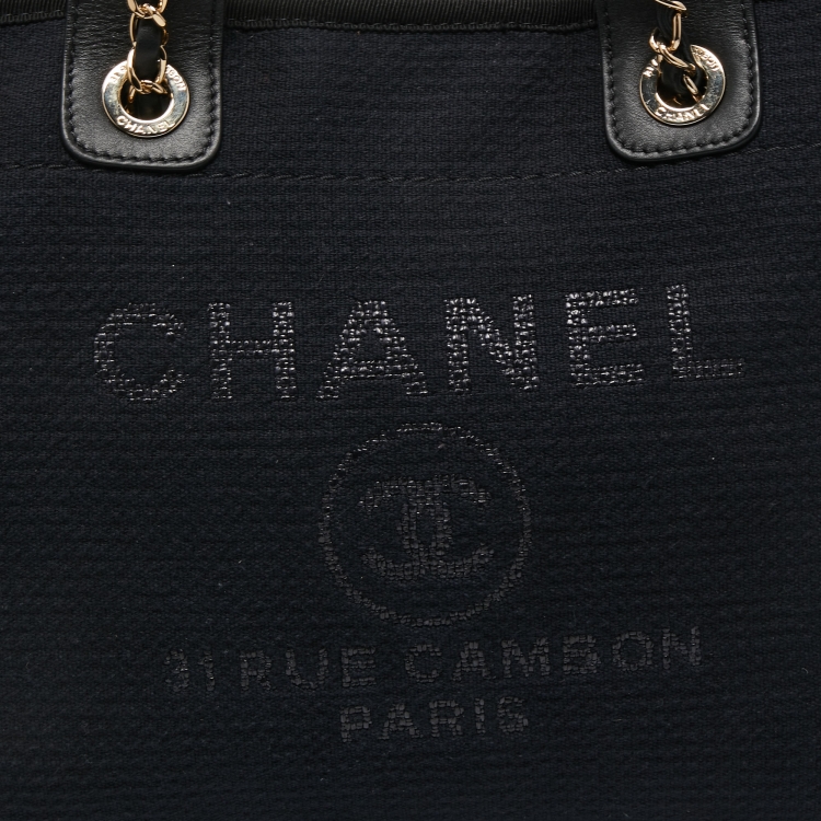 Pre Owned Chanel Black Canvas Small Deauville Tote