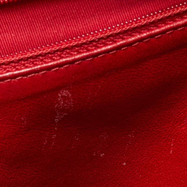 Pre Owned Chanel Red Chevron Patent Leather Maxi Classic Single Flap Bag